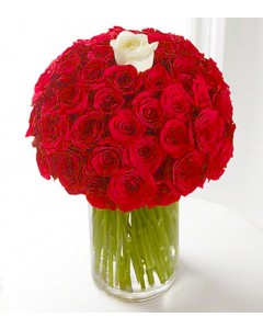 Only You Red and White Roses Bouquet