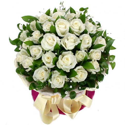 Pure Mind White Roses Bouquet